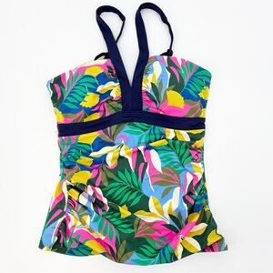 Boden Corsica Floral Halter Tankini Swimsuit Top Size 8